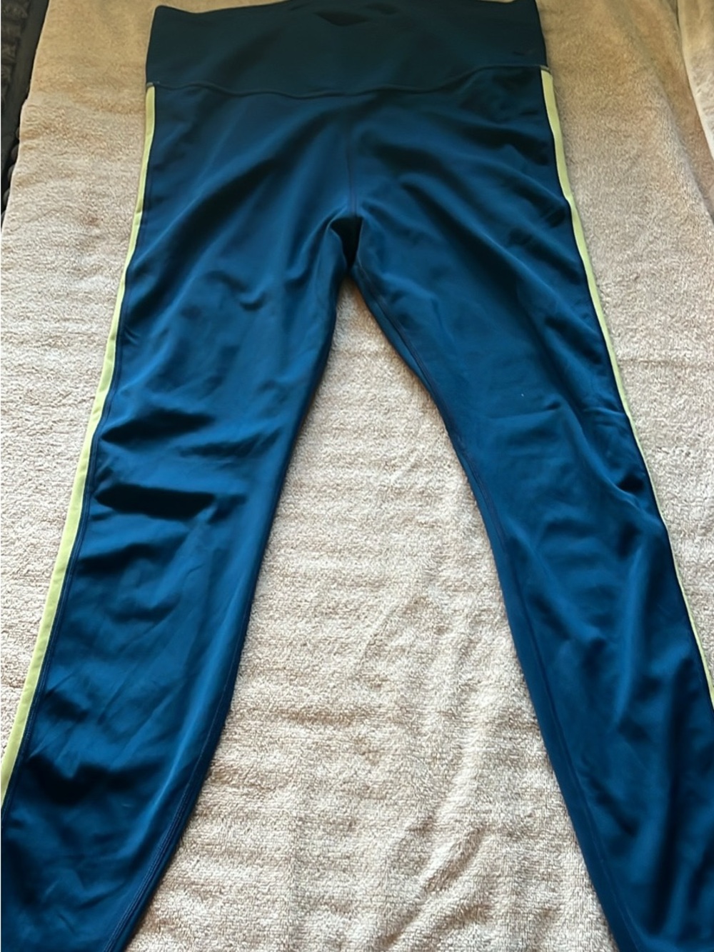 Nike Teal Leggings with Lime Side Stripe